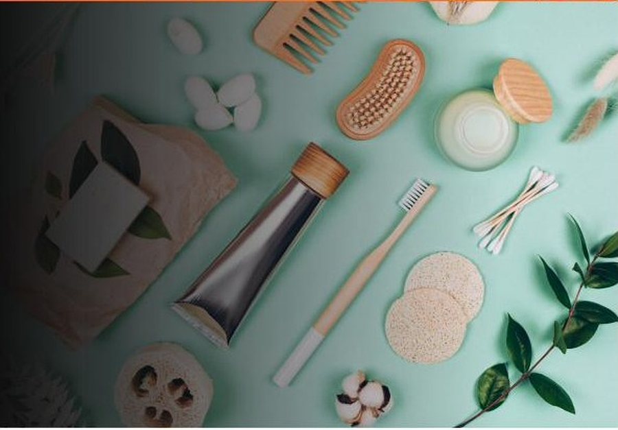 Flat lay of beauty and personal care products